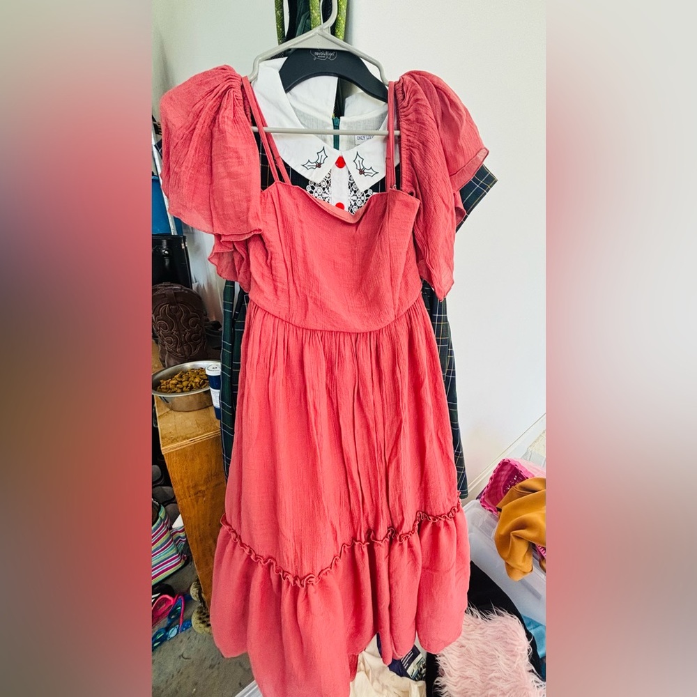 Joyfolie Coral Ruffle Dress